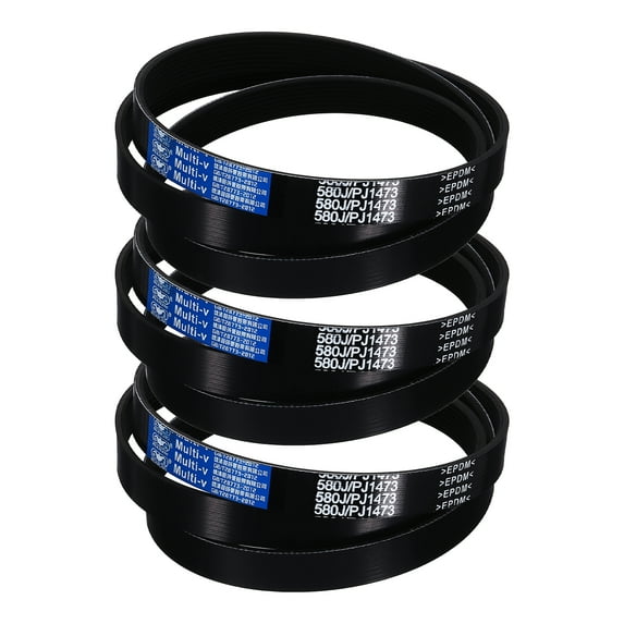 3 Pack 580J8 PJ V-Ribbed Belt 8 Ribs 58" Length x 0.74" Width x 0.14" Height, EPDM Rubber Poly V Belt, Multi Wedge Micro V Belt