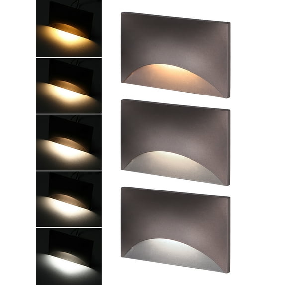 3 Pack 5CCT 120V LED Step Lights, Dimmable Stair Lights IP65 Waterproof, Aluminum Shell, Anti-Glare, CRI90, Oil Rubbed Bronze