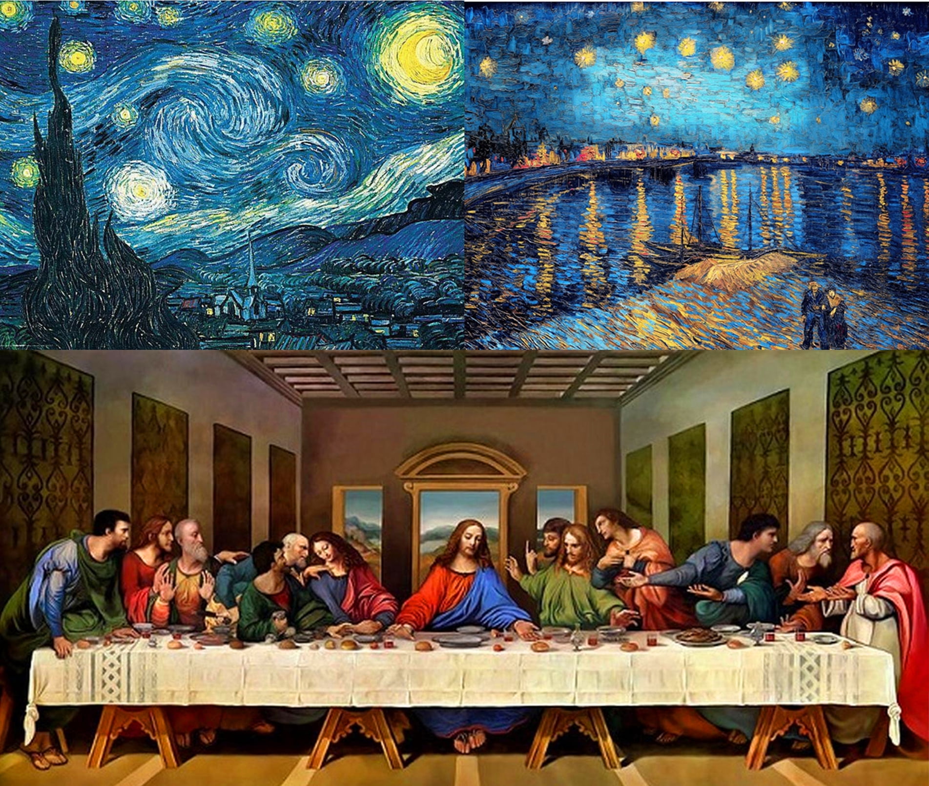 3-Pack 5D Diamond Painting Kits Full Drill Famous Paintings Art Wall Decor DIY(The Last Supper 16x32in; The Starry Night 12x16in; Starry Night Over The Rhone 12x16in)#13