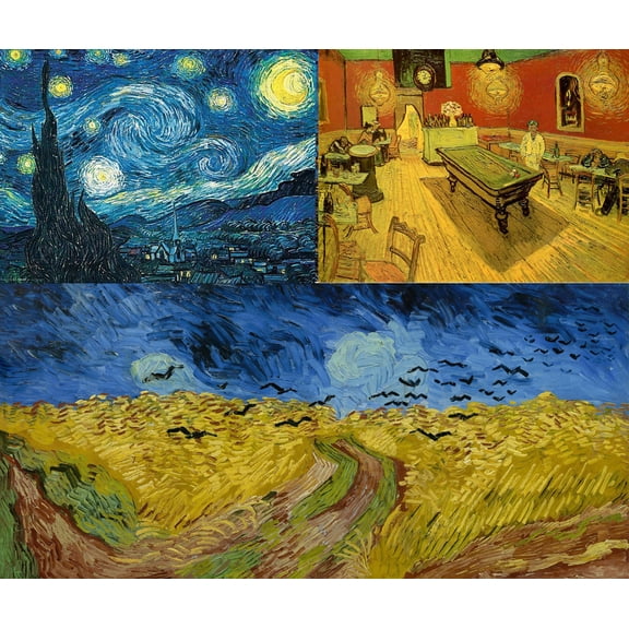 3-Pack 5D Diamond Painting Kits Full Drill Van Gogh Famous Paintings Wall Decor DIY(Wheat Field with Crows 16x32in; The Starry Night 12x16in; The Night Cafe 12x16in)#12