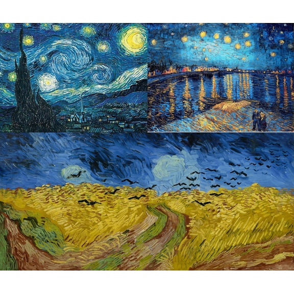 3-Pack 5D Diamond Painting Kits Full Drill Van Gogh Famous Paintings Wall Decor DIY(Wheat Field with Crows 16x32in; The Starry Night 12x16in; Starry Night Rhone 12x16in)#11