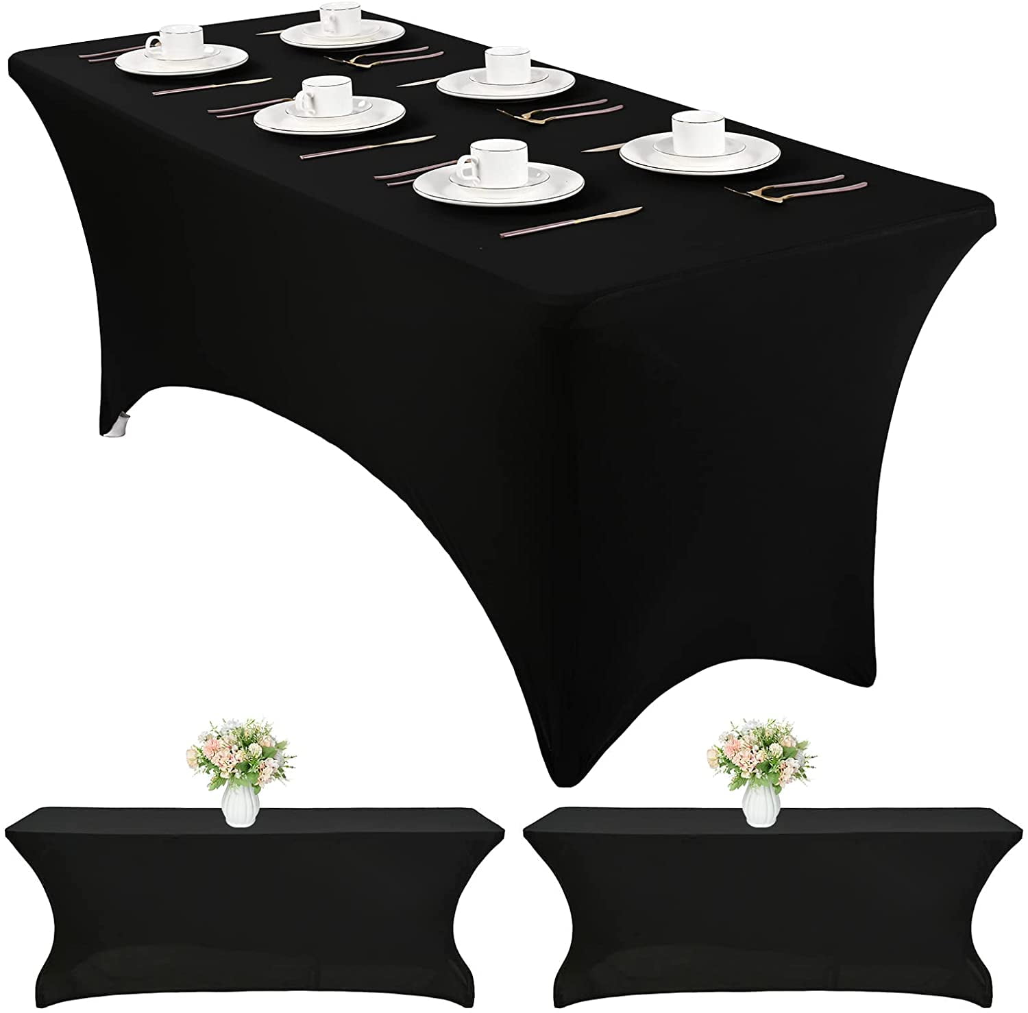 Spandex Fitted Rectangular Stretchable Fabric Table Cloth for Party, 2  PCS/Pack - LIVINGbasics®