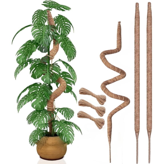 3 Pack 60 Inch Moss Pole for Plants, Bendable Moss Pole for Plants Monstera, Tall Moss Poles for Climbing Plants Indoor, LargeSupport, Garden Trellis Stick Stakes
