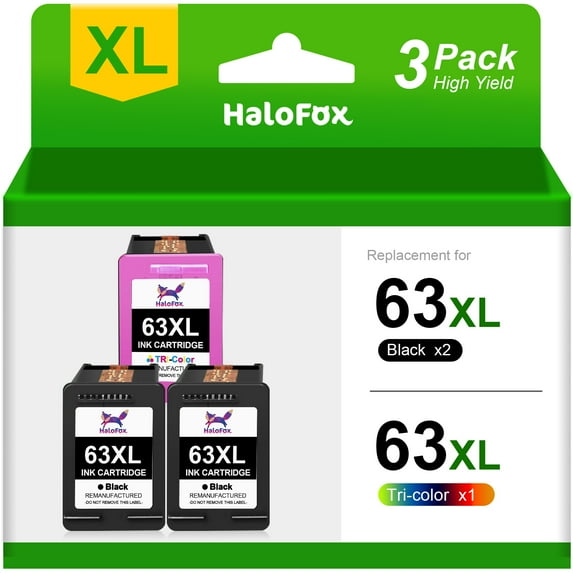 Halofox 63XL Ink Cartridge Printer Cartridge, 3-Pack, for HP OfficeJet and Deskjet Printers