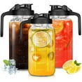 thumbnail image 1 of 3 Pack 64 OZ Mason Jars with Lid, Glass Pitcher Double Leak Proof with Pour Spout Handle, 2 Quart Wide Mouth Breast Milk Pitcher for Fridge, Creamer Container for Coffee, Sun Tea, Juice（BLACK), 1 of 3