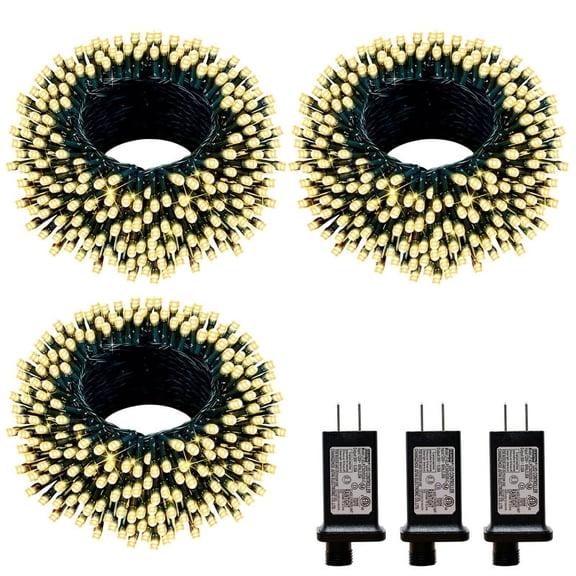 3 Pack 66ft Christmas Mini Lights, 200 LED Green Wire Starry String Lights, Plug-in Fairy Lights with 11 Lighting Modes, Warm White, for Christmas Tree, Wedding & Party Decoration