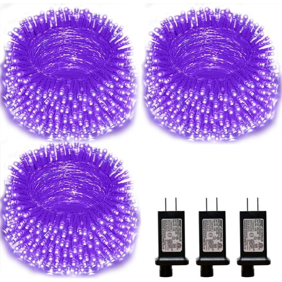 3 Pack 66ft Halloween Mini Lights, 200 LED Transparent Wire Starry String Lights, Plug-in Fairy Lights with 11 Lighting Modes, Purple, for Festival, Wedding & Party Decoration