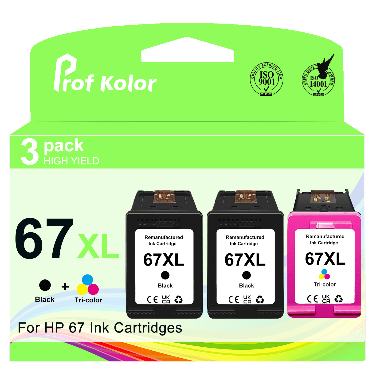 Cartlee Remanufactured Ink Cartridge Combo Pack For HP 67 XL - Black, Compatible With Envy 6000 & Deskjet Printers