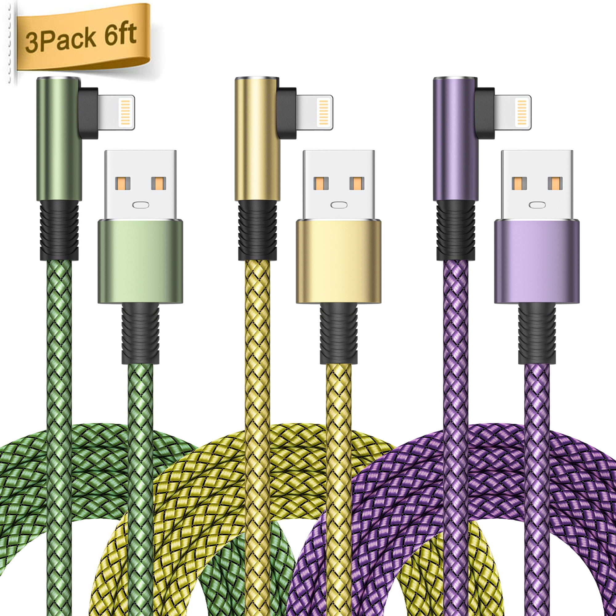 [3 Pack] 6FT Lightning Cable,Mfi Certified iPhone Charger Cord Gaming