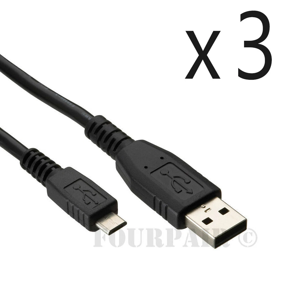 3 Pack - 6Ft Micro Usb Sync Charger Cable Cord Lg Htc Ps4 Xbox One Controller