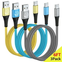 [3 Pack] 6ft USB C Cable,Type C Charger [Mfi Certified]Fast Cord Nylon Braided C Charger for Samsung Galaxy,Note,LG-Blue