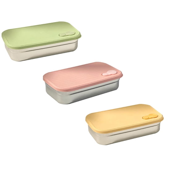 3‑Pack 7.5×4.4In Stainless‑Steel Food Containers with Silicone Lids, Leak‑Proof BPA‑Free Reusable Metal Snack Boxes for Nuts, Fruit, Sauce and Travel Meal Prep