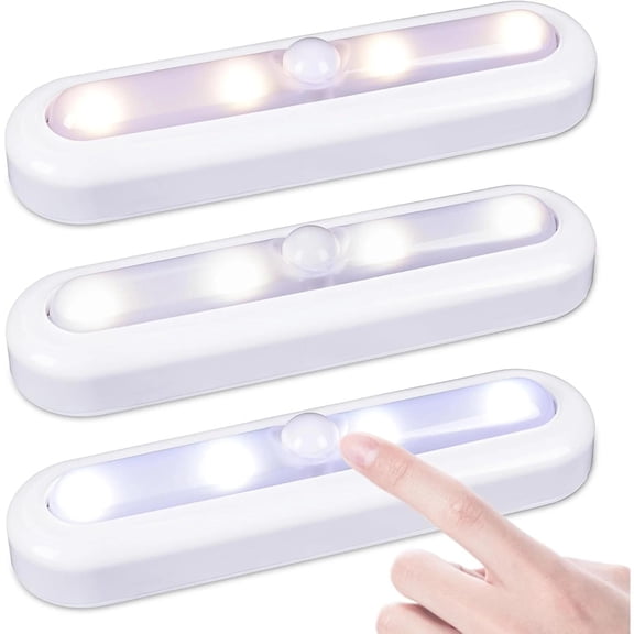 3 Pack 7 Dimmable Push Tap Lights, Stick on LED Touch Lights AAA Battery Operat