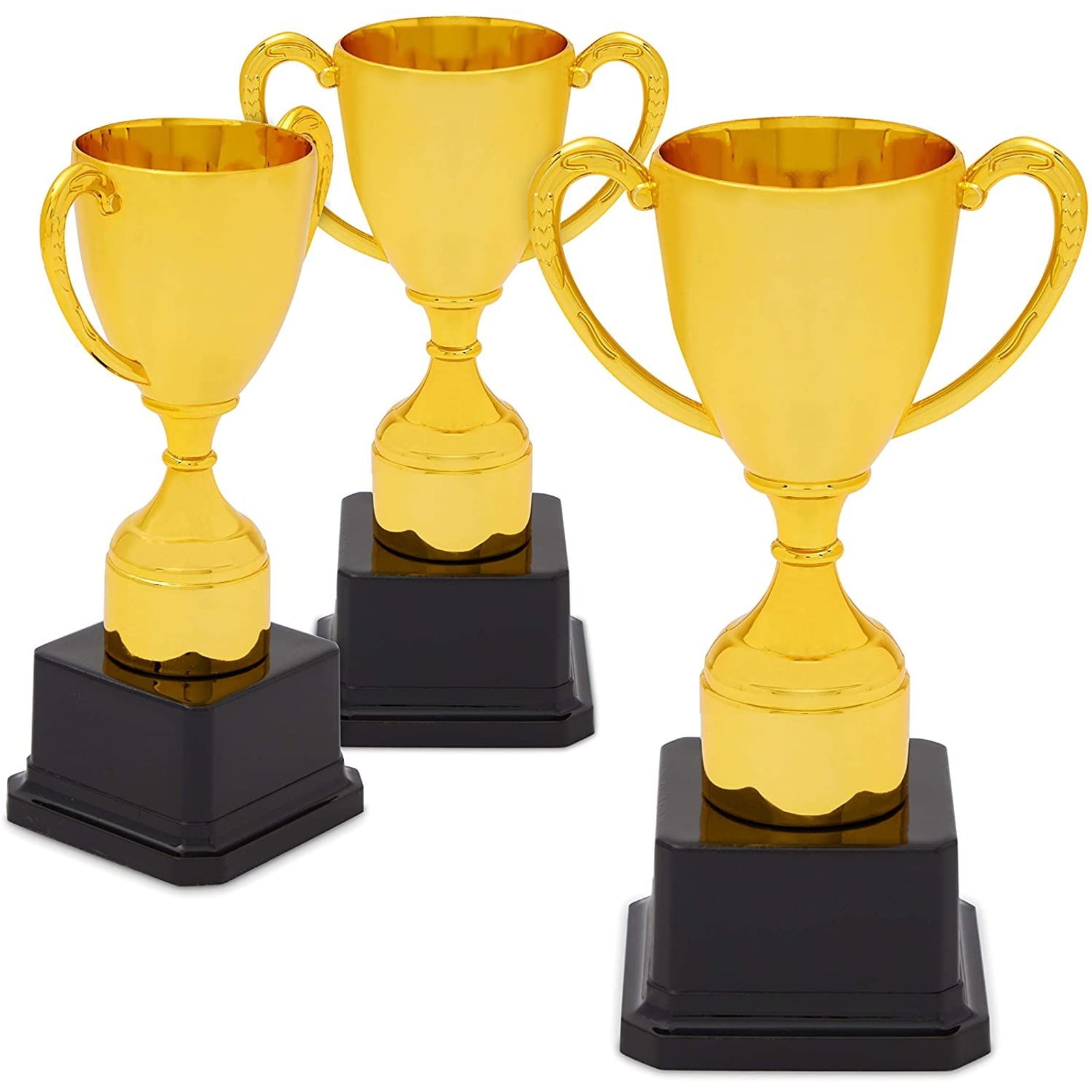 3 Pack 7 Inch Gold Plastic Trophies for Kids, Award Trophy Cup Set for Sports Tournaments