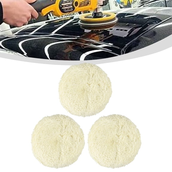 3-Pack 7-Inch Wool Polishing Pads for Car Buffer, Buffing Discs for Boats Trucks, Heavy Duty Cutting and Compounding Tool to Remove Scratches