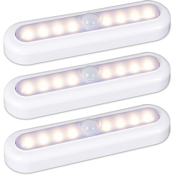 3 Pack 7 Motion Sensor Lights Indoor Battery Operated, Stick on LED Light for Closet, Stairs, Under Cabinet, Warm White