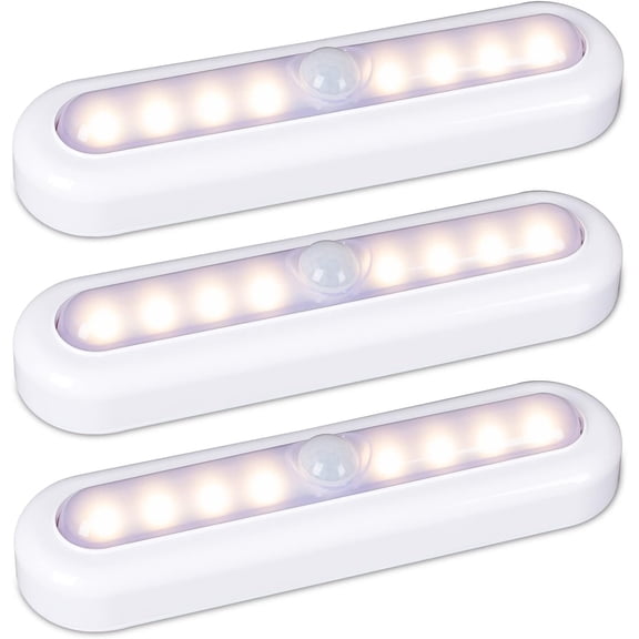 3 Pack 7" Motion Sensor Lights Indoor  Operated, Stick  LED Light for Closet, Stairs, Under Cabinet, Warm White