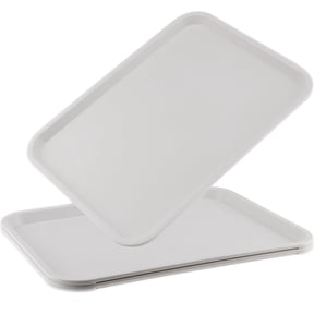 3 Pack 7" x 10" Plastic Serving Tray, Rectangular Serving Platters and Trays Cafeteria Trays Food Serving Trays, Large Lunch Trays for Serving Food Home Restaurant Dinning Room Organization, White