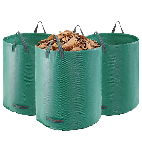 3-Pack 72 Gallon Reusable Yard Waste Bag, Large Lawn Garden Bags, Heavy Duty Collapsible Garden Leaf Trash Container, Stand-Up Grass Clipping Bin, with Reinforcement Ring and Handles, 26.4x30 in