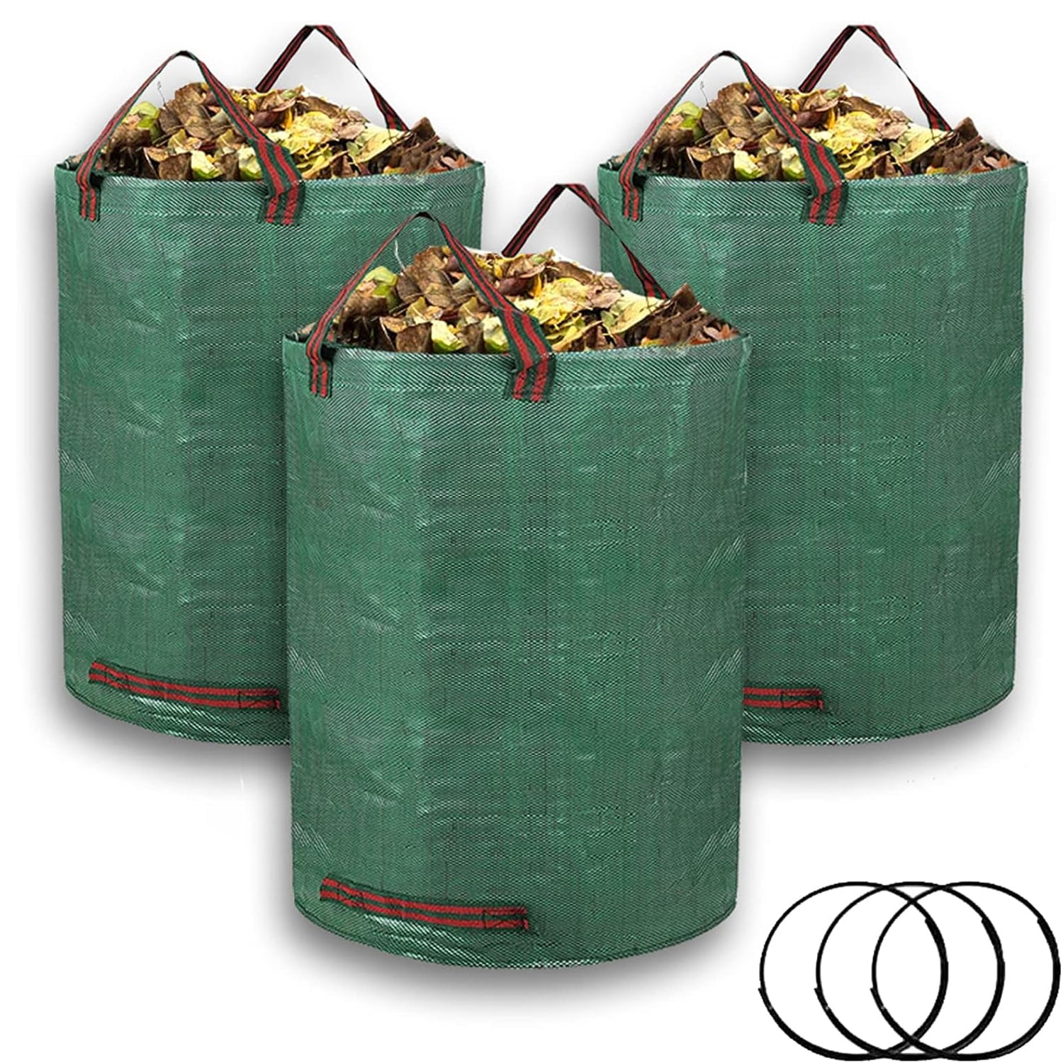 3Pack 72 Gallons Reusable Garden Waste Bags with 4 Handles,Lawn Pool