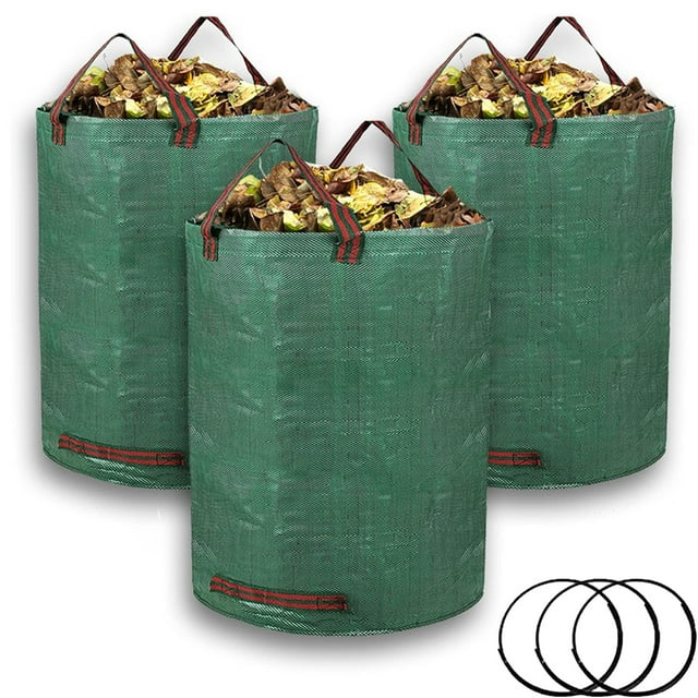 3Pack 72 Gallons Reusable Garden Waste Bags with 4 Handles,Lawn Pool