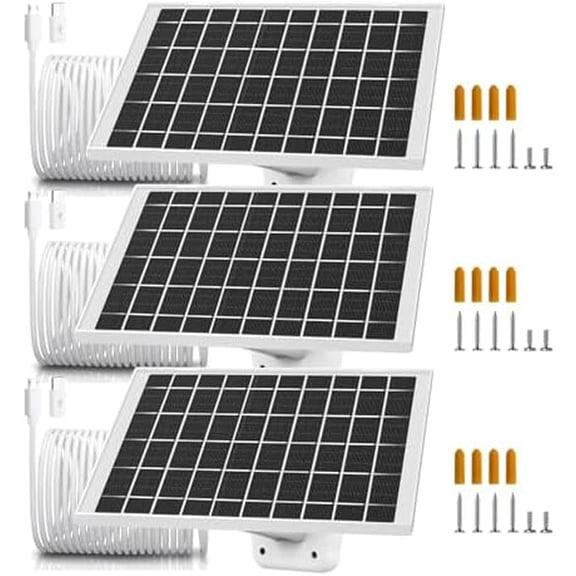 3 Pack 7W Solar Panel Charger Compatible with SimpliSafe Outdoor Camera/Simplisafe Series 2, Wyze Battery Cam Pro, Cam Outdoor V1 V2 Camera Solar Panel with USB, USB C Adapter, IP65 Waterproof