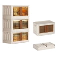 thumbnail image 1 of 3 Pack 8.4 Gallon Collapsible Storage Boxes, Lidded Storage Box with Door and Wheels, 1 of 4