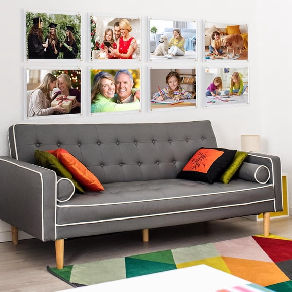 3 Pack 8.5x11 Acrylic Wall Mount Picture Frame Self Adhesive, Floating Frameless Clear Frame for Photographs Artwork Diploma Certificate or A4 Letter Document Display- Full Frame Size 10x12.6