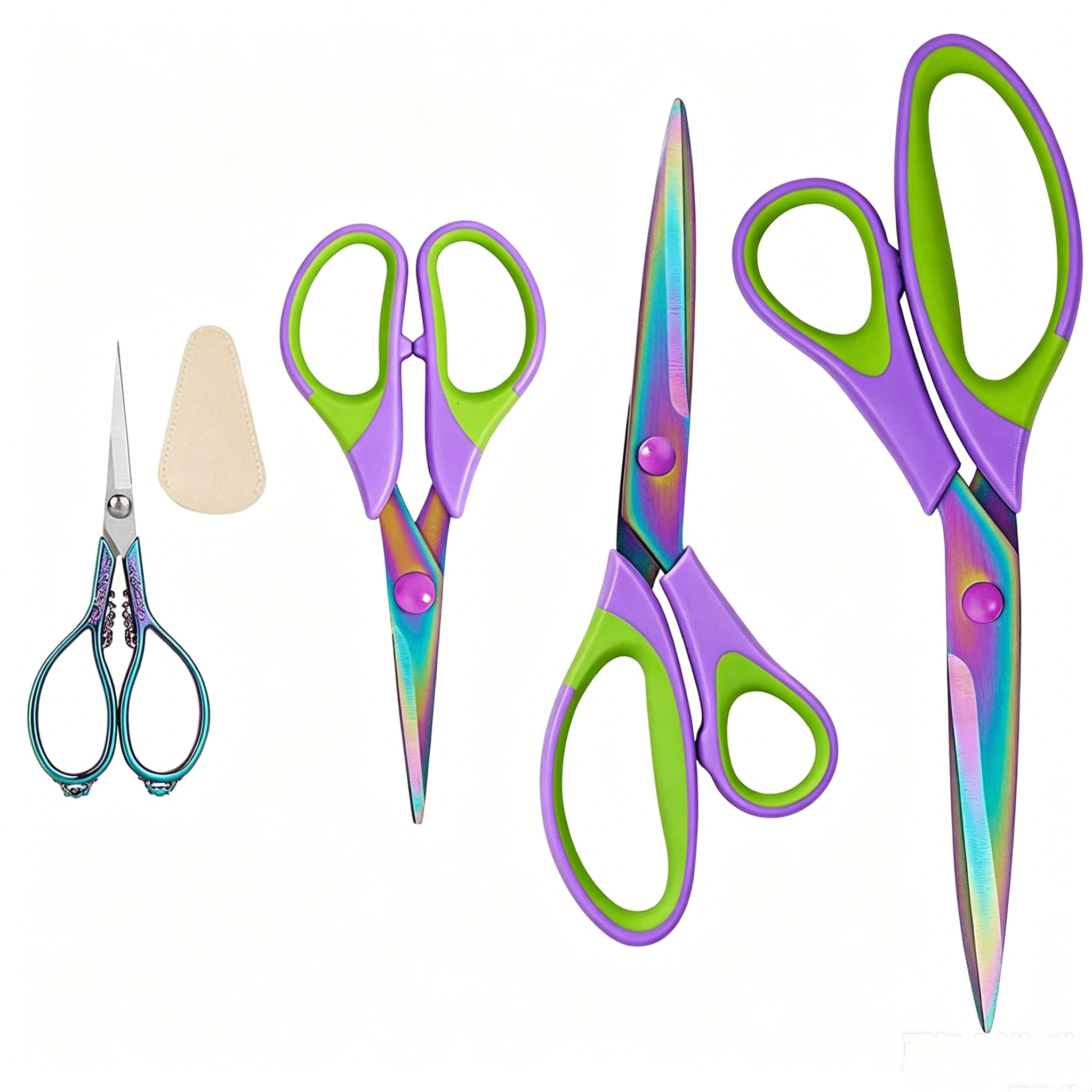 Jorunhe Sewing Scissors Titanium Coating Ultra-Sharp Non-Stick Blades Set of 4 Professional Fabric Scissors for Tailor Embroidery Craft