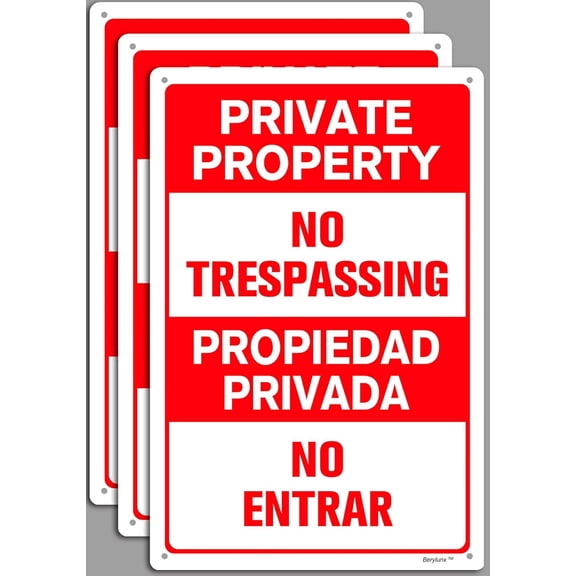 3 Pack 8" x 12" Propiedad Privada No Trespassing Private Property Warning Sign