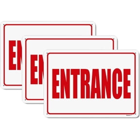 3 Pack 8"x12" Entrance Sign Enter Here Sign Only White Background Red Rust Free Aluminum, Fade Resistant Metal Signs for Business for Home for Door Outdoor