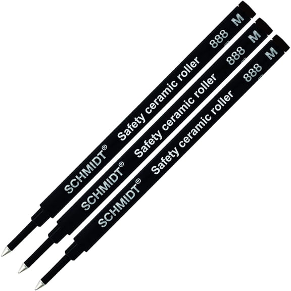 3 Pack - 888 Black Medium Rollerball Refill