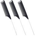 thumbnail image 1 of (3 Pack) 9.5" Rat Tail Stainless Steel Pin Tail Comb Fine-tooth Hair Comb - Heat and Chemical Resistant For All Hair Types, 1 of 5