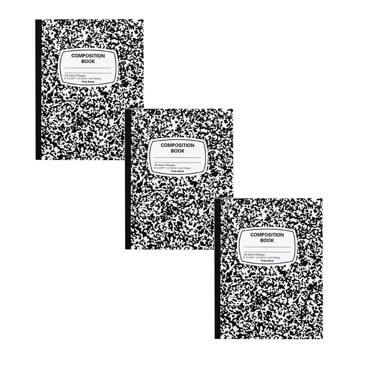 3 Pack 9.7 x 7.4 in Composition Notebook Wide Ruled, 200 Pages (100 Sheets) Marble Journal Notebook Hard Cover Wide Ruled Notebooks for Aldult College Office Supplies