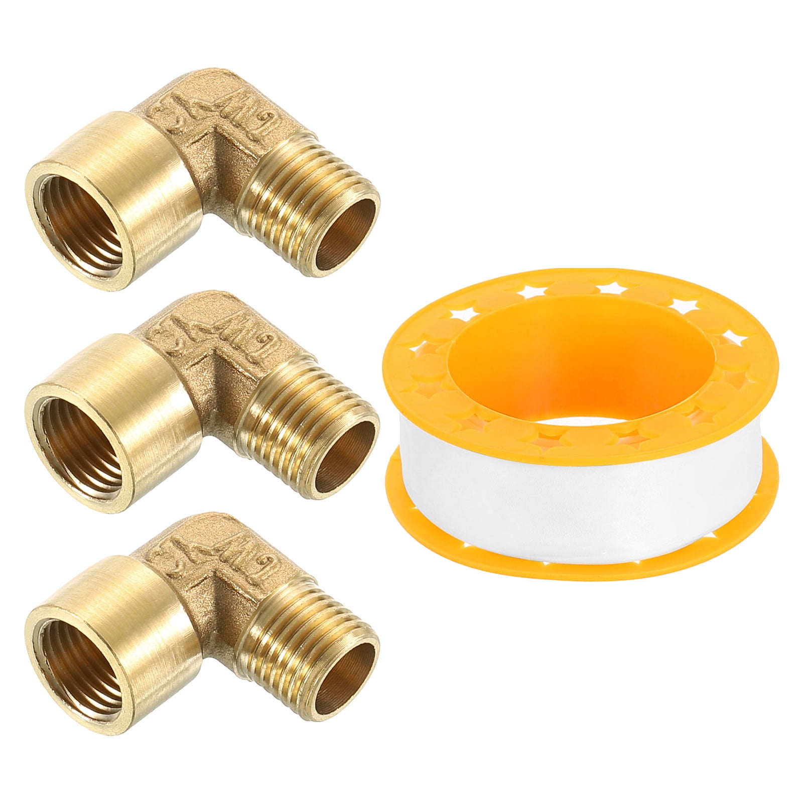 5 Pieces Brass Hose Barb Reducer 90 Degree Elbow 3/8 Inch NPT to 3/8 Inch Bar