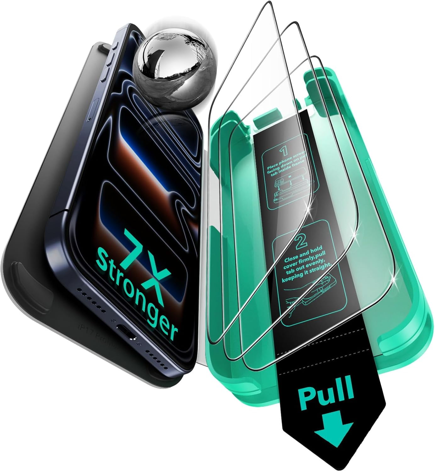 3 Pack 9H+ Glass for iPhone 17 Pro Max Screen Protector,[Military-Grade Shatterproof], with AR Anti-Reflective Technology, Armorite Ultra-Tough Tempered Glass with Ultra Fit Tray