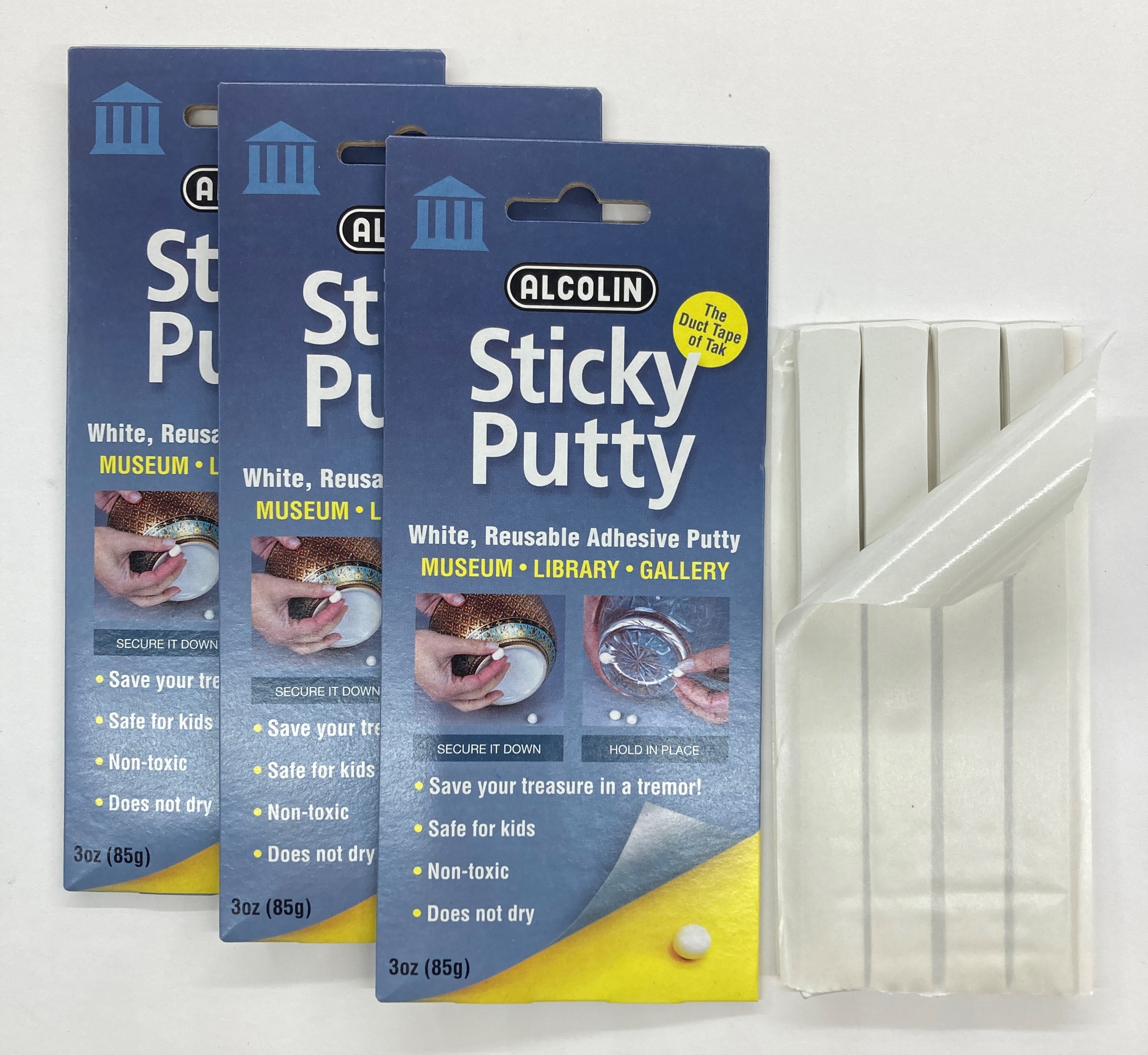 3 Pack - 9oz -Alcolin Sticky Putty Reusable Museum & Gallery Quality Adhesive Putty, Repositionable -W