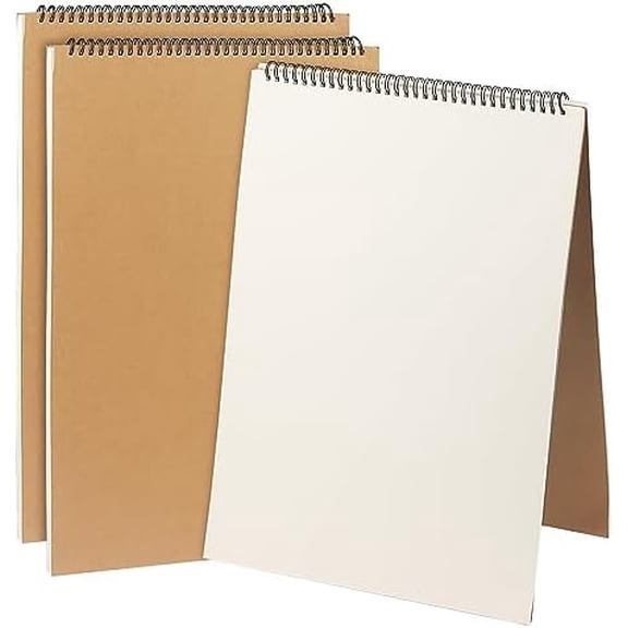 3 Pack A3 Sketchbook, 16.5 x 11.7 Inch Top Spiral Bound Sketchpad, 30 Sheets/60 Pages A3 Artist Drawing Pad for Painting Writing