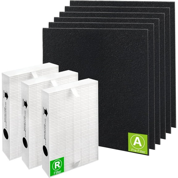 3 Pack A300 HEPA Filter Replacement for Air Purifiers A200 A100 Series &Filter R-Replace HRF-R3 & HRF-R2 &HRF-R1&HRF-AP1-6 Activated Carbon Pre-Filter by