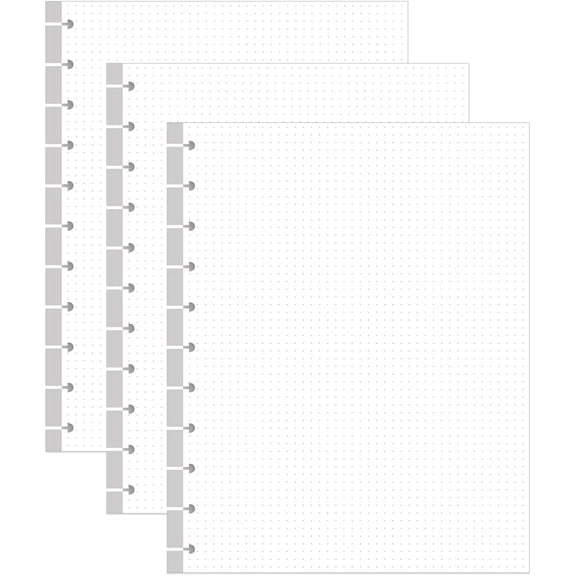 (3-Pack) A4 TUL Discbound Dotted Refills, 11-Disc Dot Grid Filler Paper, 300Sheets / 600Pages Loose-Leaf Paper, 100gsm White Paper, 8.5'' x 11''
