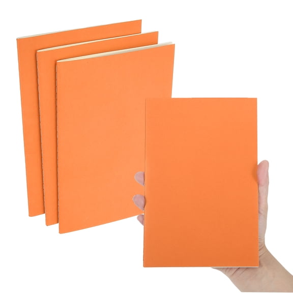 3 Pack A5 Notebook, A5 Journal Mini Notebook Pocket Kraft Memo Notepads Wide Ruled Lined Sketchbook Small 8.3x5.5 Inch 30 Sheets for Men Women Office Supplies Travelers,Orange
