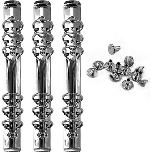 3 Pack of A5 Notebook Mechanism Replacement Kit, 20mm 6-Ring Metal Binder Mechanisms for Loose Leaf Notebook Planner Binding Accessories, Screws Included (Nickel)