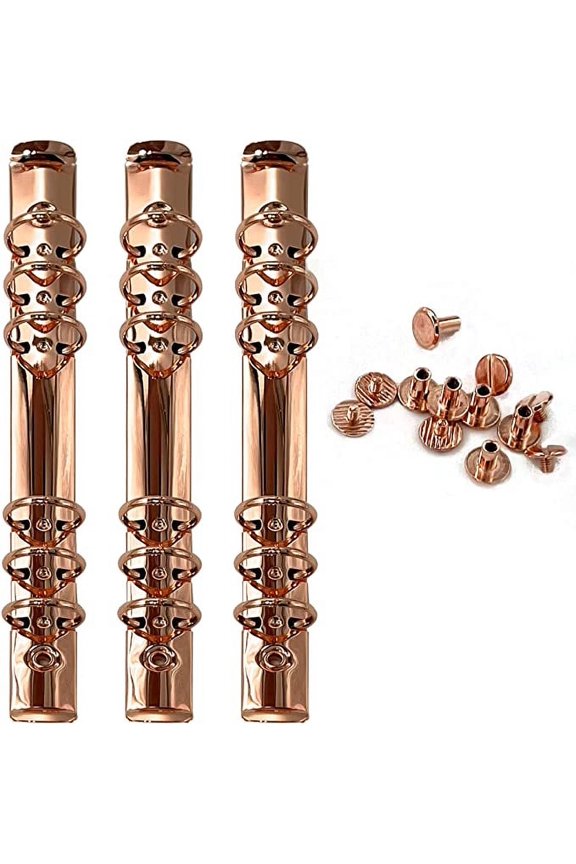 3 Pack of A5 Notebook Mechanism Replacement Kit, 20mm 6-Ring Metal Binder Mechanisms for Loose Leaf Notebook Planner Binding Accessories, Screws Included (Rose Gold)