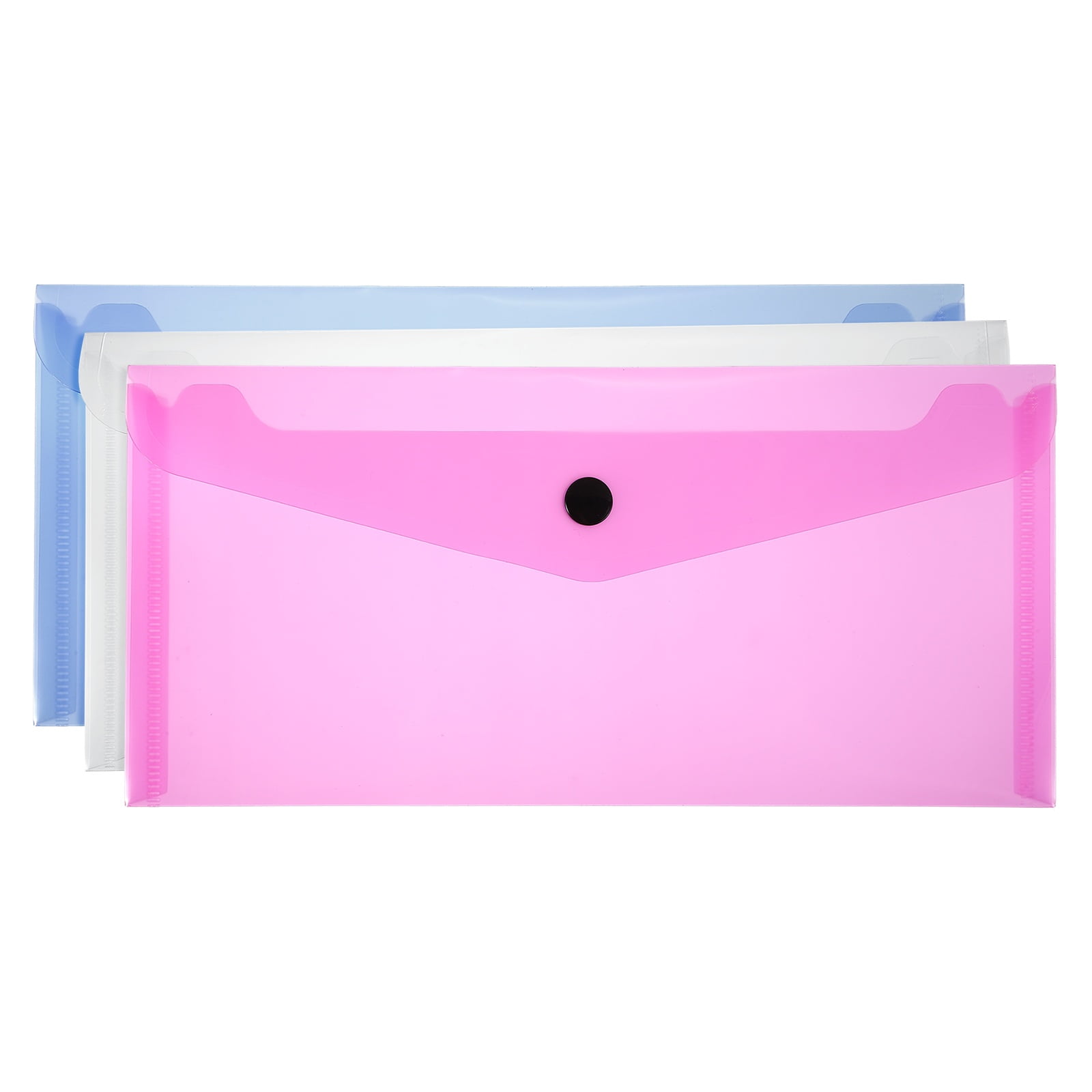 3 Pack A6 Plastic Expanding File Folders with Snap Closure, White/Blue ...