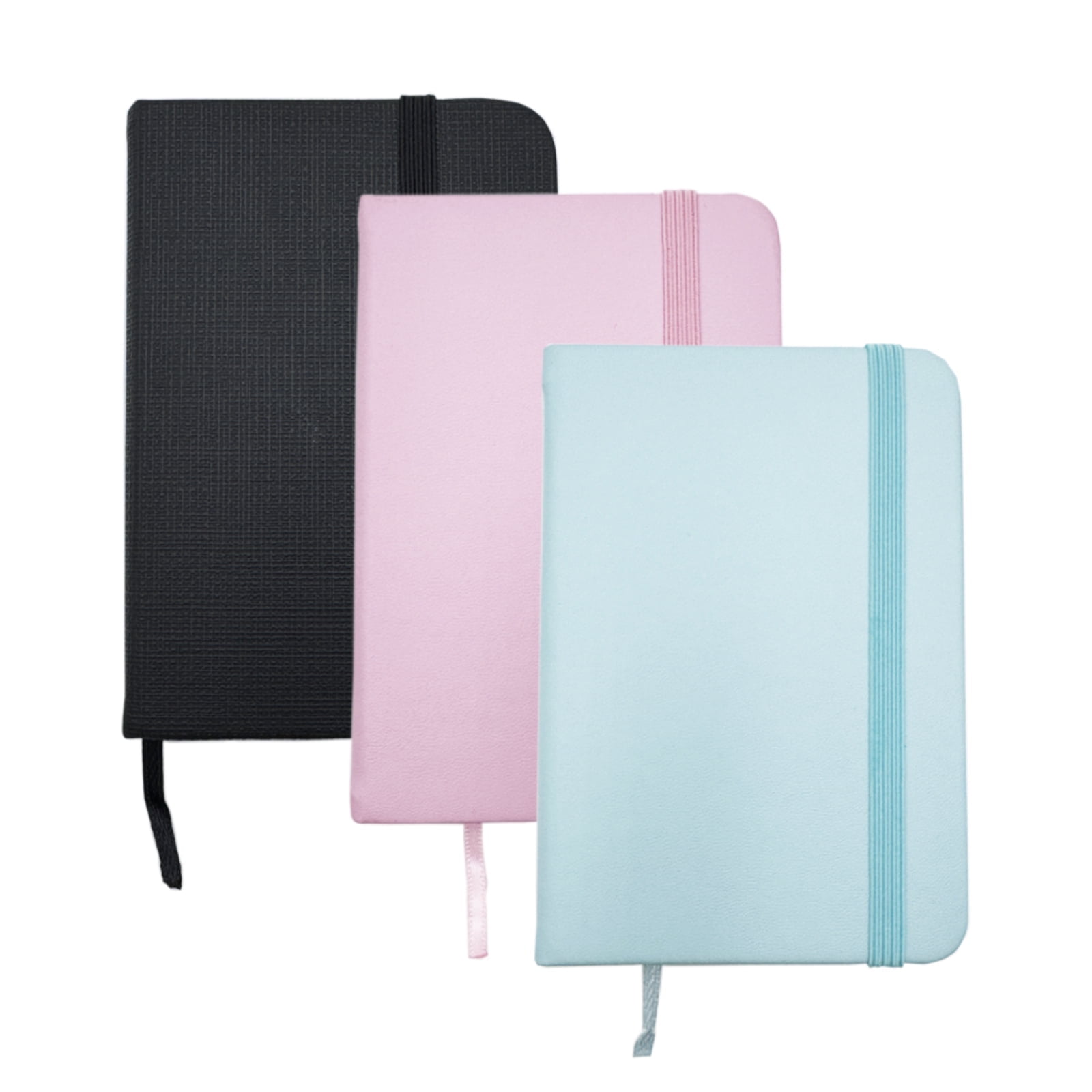 3-Pack A7 Small Notebook - Mini Notepads for Writing - Men/Women Business Travel School Work (Black, Pink, Blue)