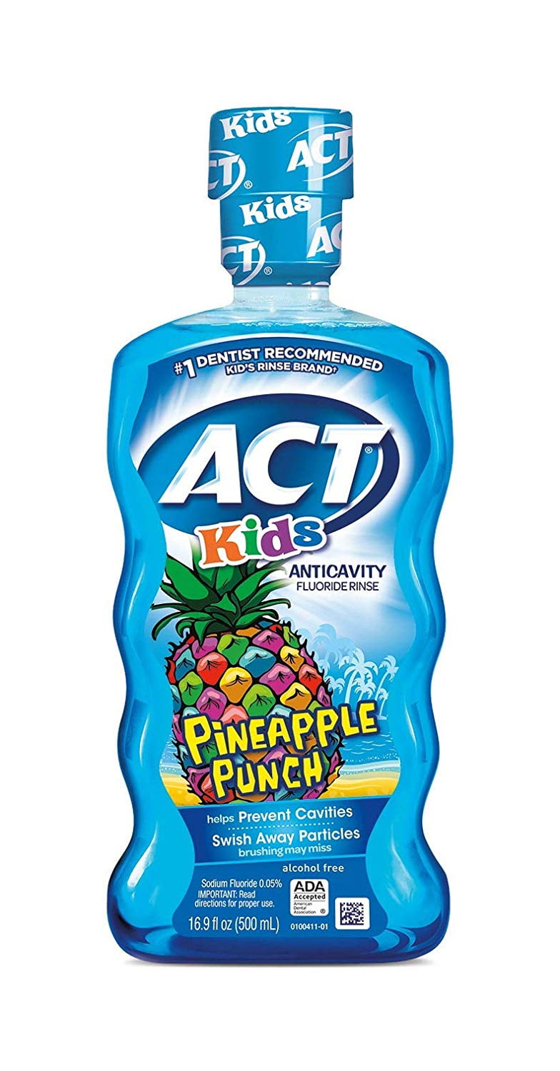Act Kids Anticavity Fluoride Rinse Prevent Cavities Pineapple Punch Mouthwash, 16.9 oz, Pack of 3