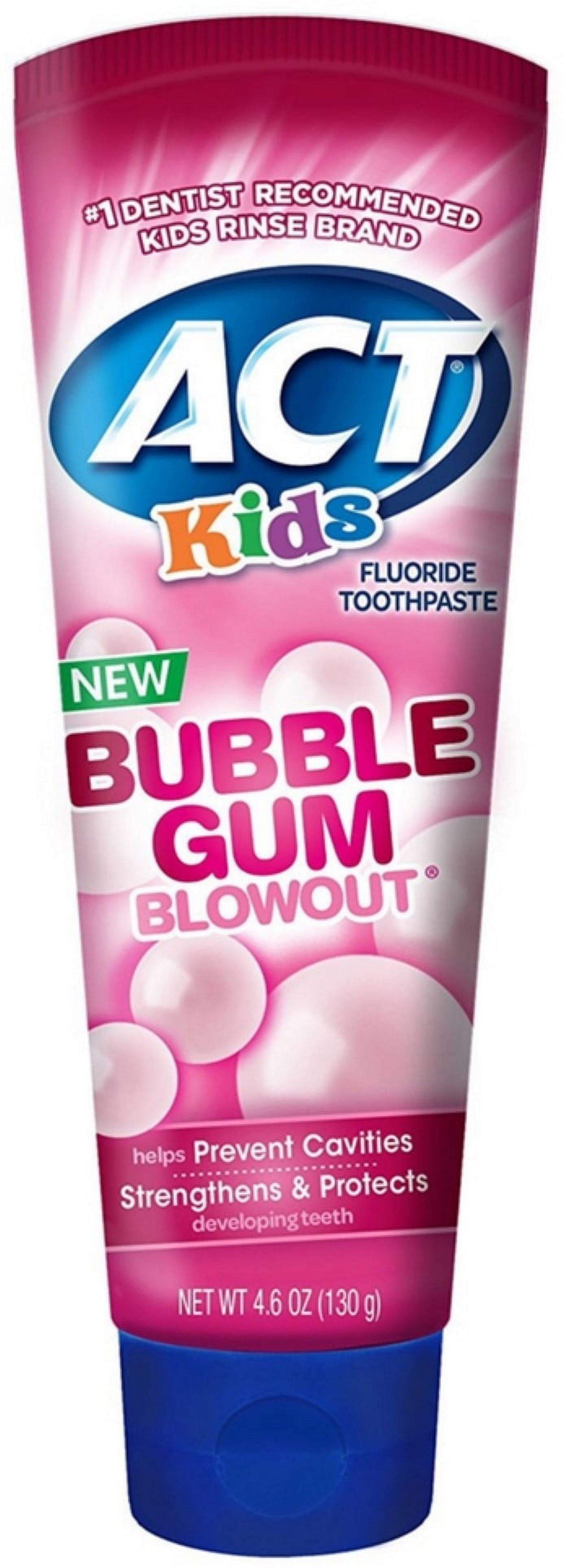 3 Pack ACT Kids Fluoride Toothpaste, Bubblegum Blowout 4.6 oz