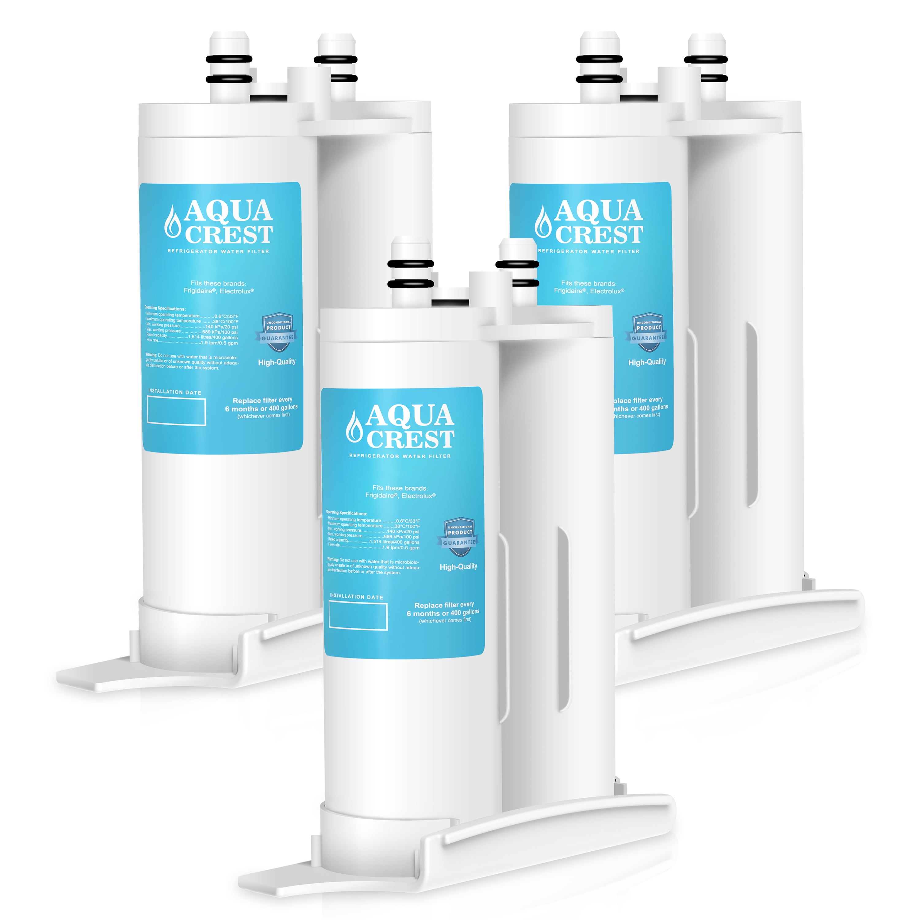 3 Pack AQUACREST WF2CB Refrigerator Water Filter Compatible with ...
