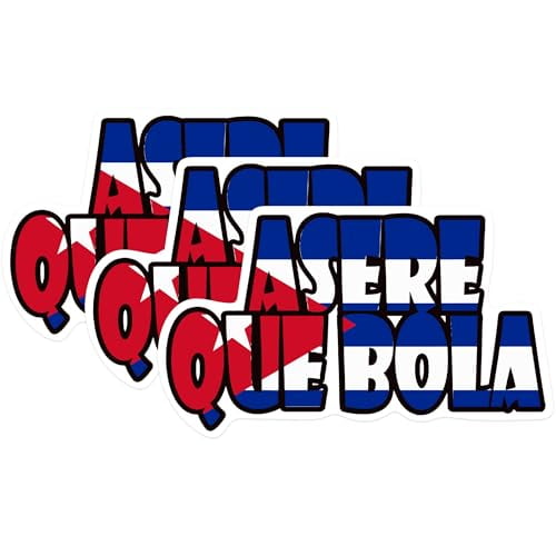 (3 Pack) ASERE QUE BOLA Decals - Cuban Slang - Cuba Flag Decals - 3 Inches On Longest Side - Easy Peel & Apply - Made in USA - 3MCS0522