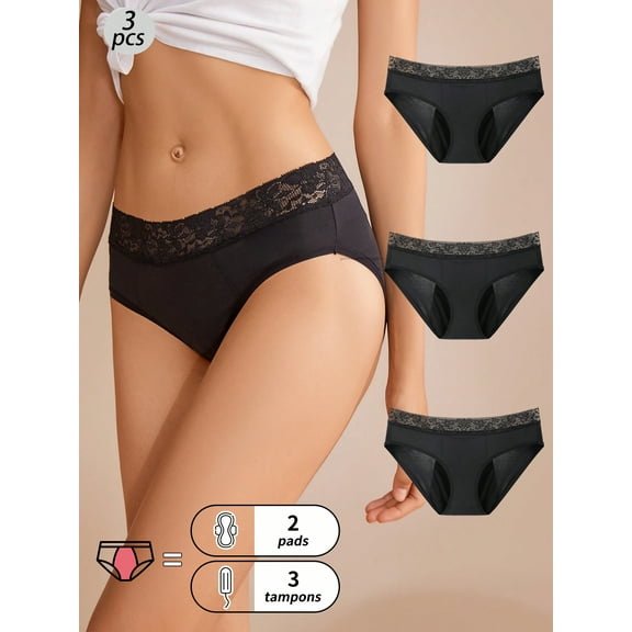 3-Pack Absorbable physiological leak proof underwear, women's low waist underwear, comfortable and elastic close fitting physiological underwear, suitable for women's menstrual leak proof underwear